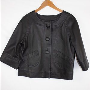 Kenar Size 10 Black Cropped Leather Jacket
